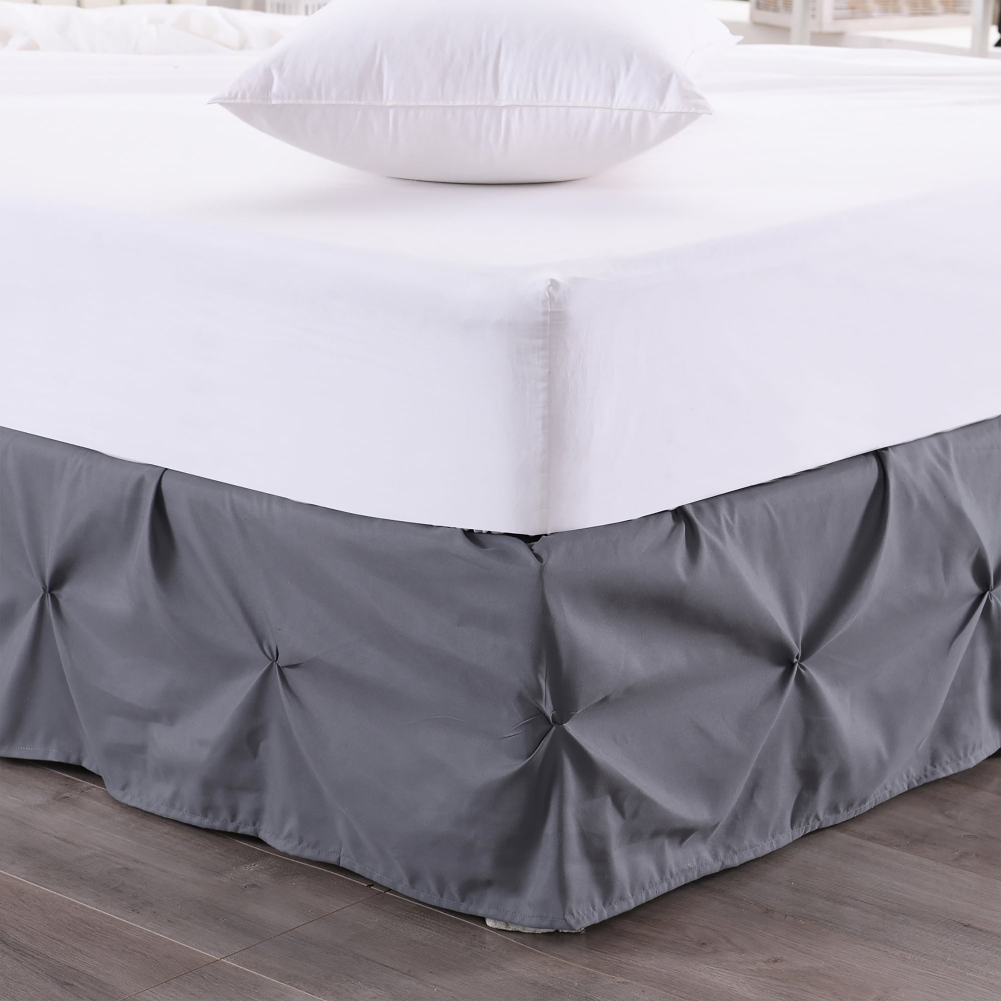 Hudson Pintuck 14 Inch Drop Bedskirt Twin Full Queen King Grey