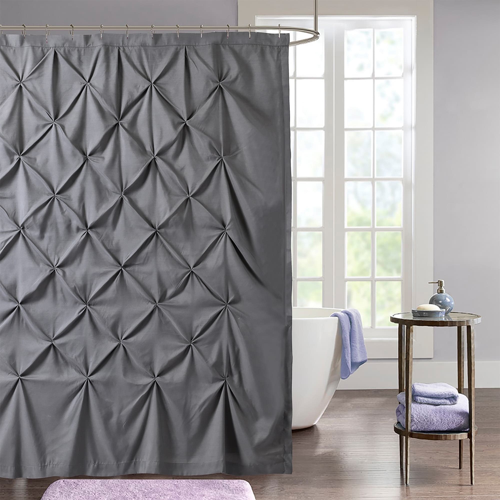 Hudson Pintuck Fabric Shower Curtain 72 X72 Grey