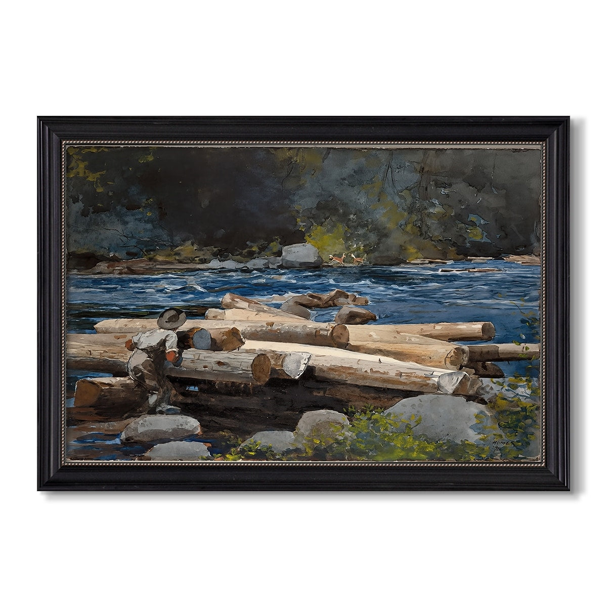 Hudson River 1892 Winslow Homer Custom Framed Canvas