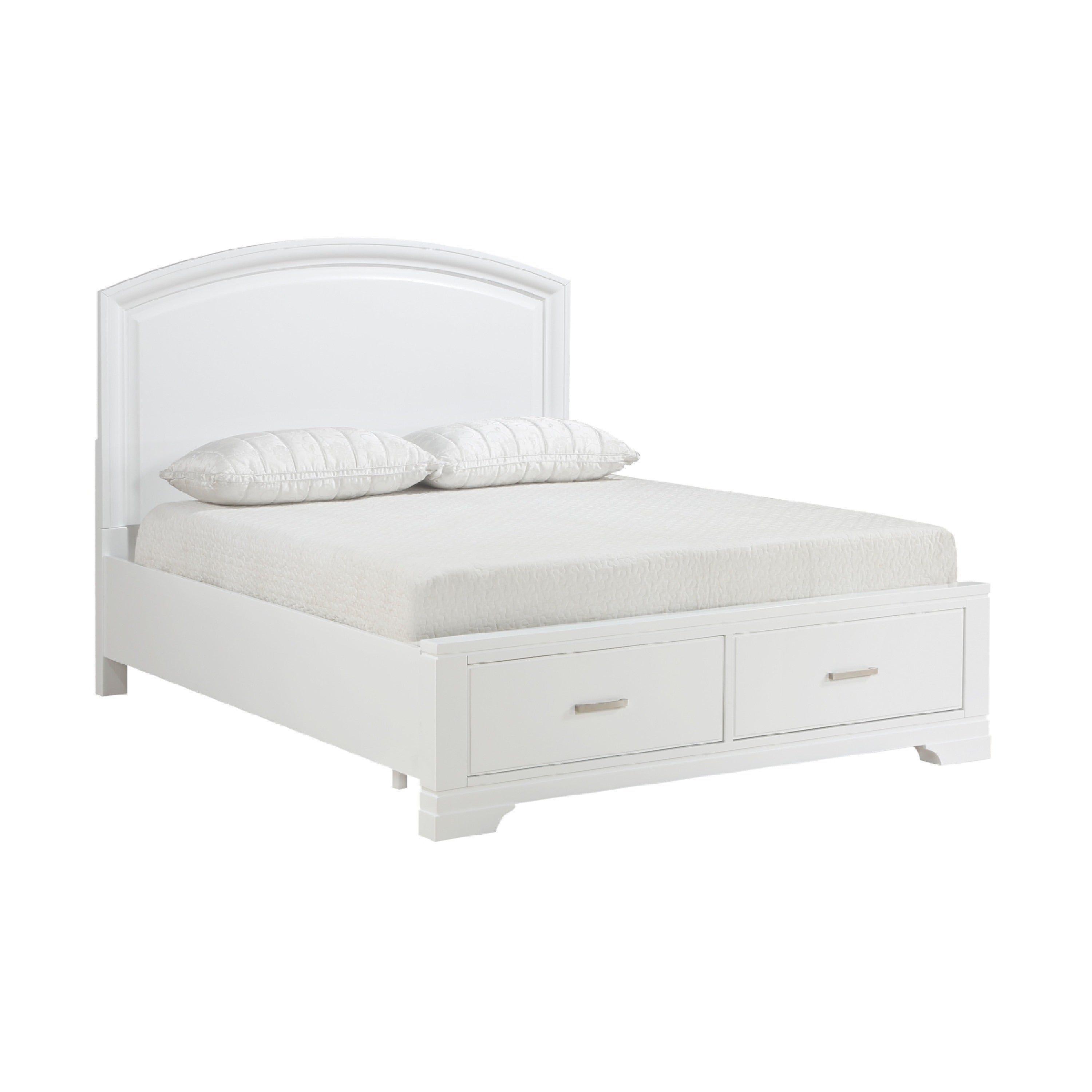 Hudy Queen Platform Storage Bed 2 Drawer Footboard Arch Headboard White