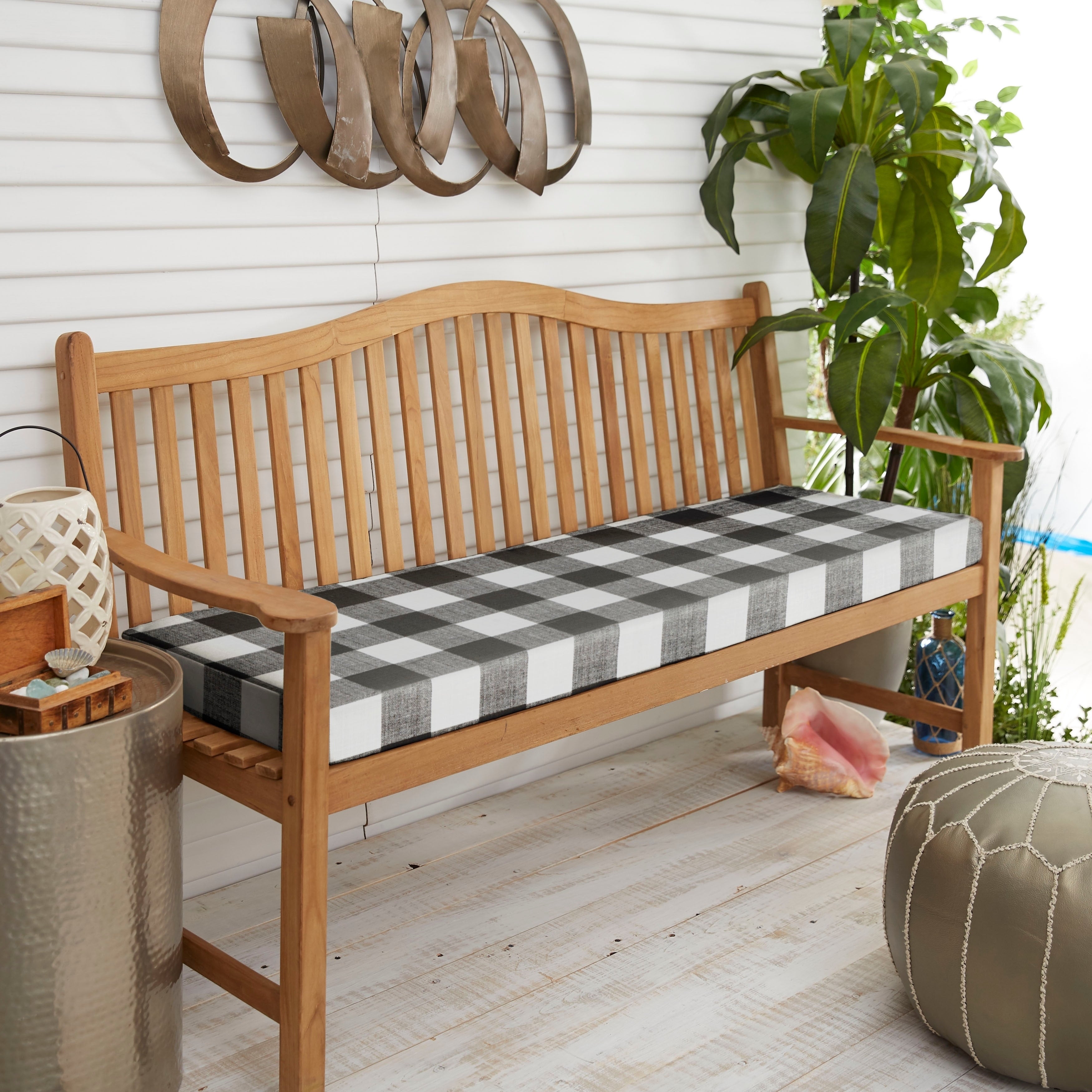 Humble And Haute Black Buffalo Plaid Indoor Outdoor Bench Cushion