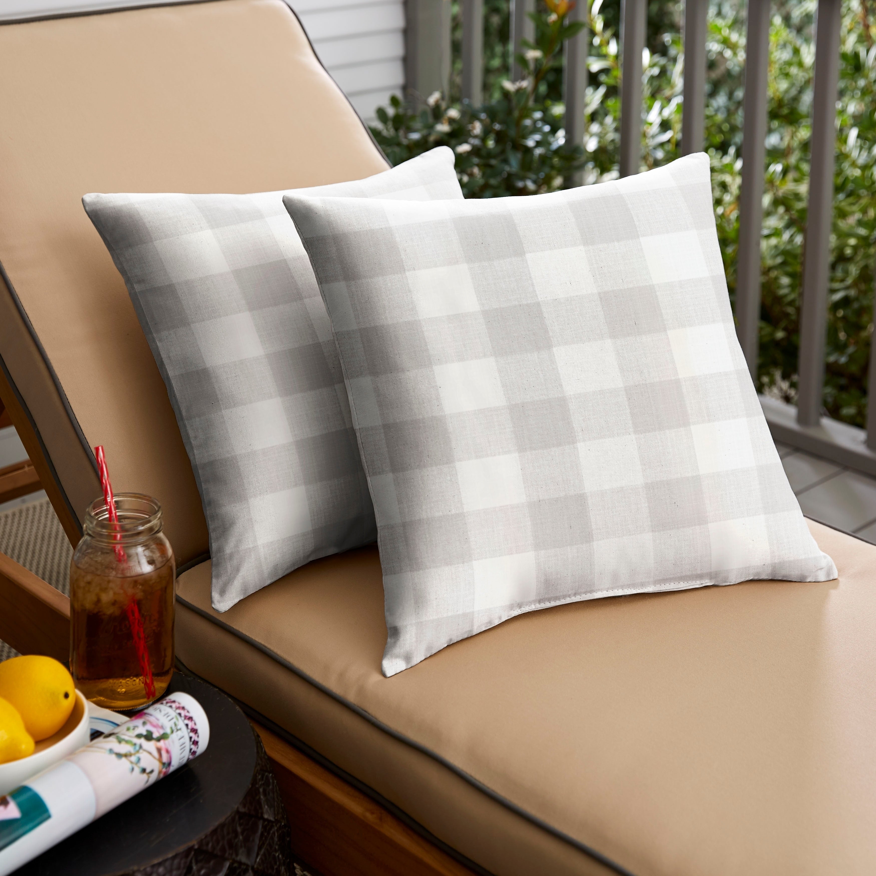 Humble Haute Grey Buffalo Plaid Indoor Outdoor Square Pillow Set Of 2