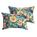 Humble Haute Indoor Outdoor Blue Multi Floral Lumbar Pillow Set Of 2