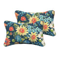 Humble Haute Indoor Outdoor Blue Multi Floral Lumbar Pillow Set Of 2