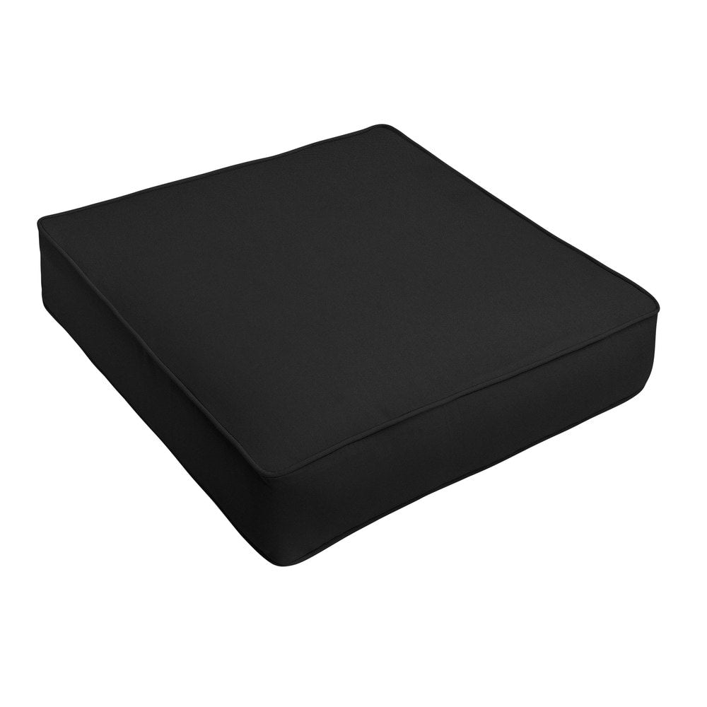 Sunbrella Canvas Black Corded Indoor Outdoor Deep Seating Chair Cushion