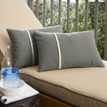 Humble Haute Sunbrella Canvas Charcoal And Canvas Natural Small Flange Indoor Outdoor Lumbar Pillow Set Of 2