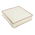 Humble Haute Sunbrella Canvas Natural Canvas Jockey Red Corded Indoor Outdoor Chair Cushion