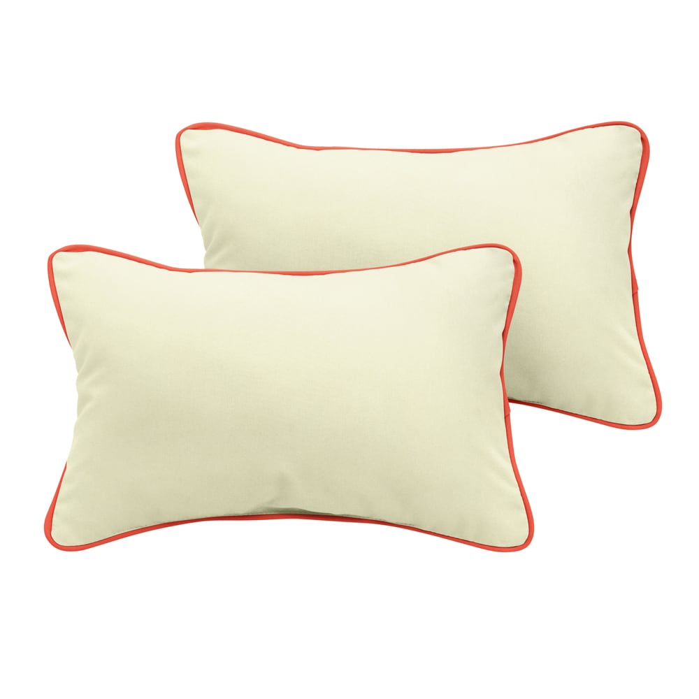 Sunbrella Canvas Natural Canvas Melon Indoor Outdoor Pillow Set