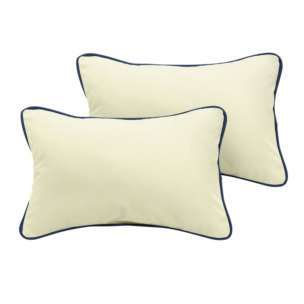 Sunbrella Canvas Natural Indoor Outdoor Corded Pillow Set Of 2