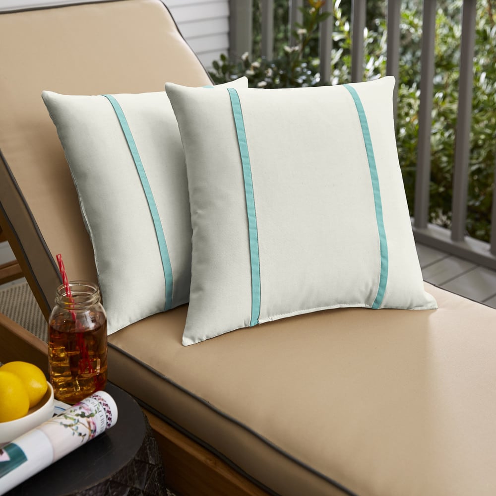 Sunbrella Canvas Natural Canvas Aruba Indoor Outdoor Pillows Set Of 2
