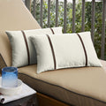Humble Haute Sunbrella Canvas Natural And Canvas Bay Brown Double Small Flange Indoor Outdoor Pillows Set Of 2