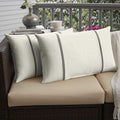 Humble Haute Sunbrella Canvas Natural And Canvas Charcoal Double Small Flange Indoor Outdoor Pillows Set Of 2
