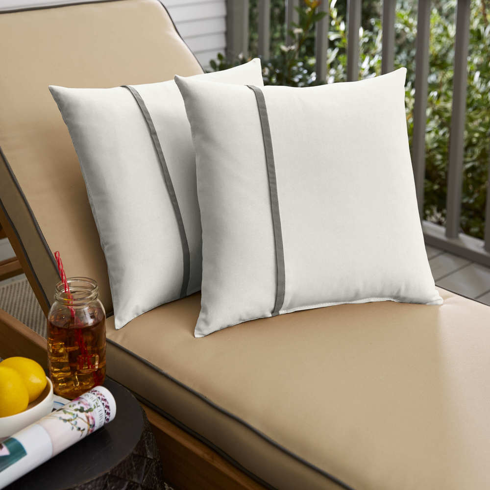 Humble Haute Sunbrella Canvas Natural And Canvas Charcoal Single Small Flange Indoor Outdoor Pillows Set Of 2
