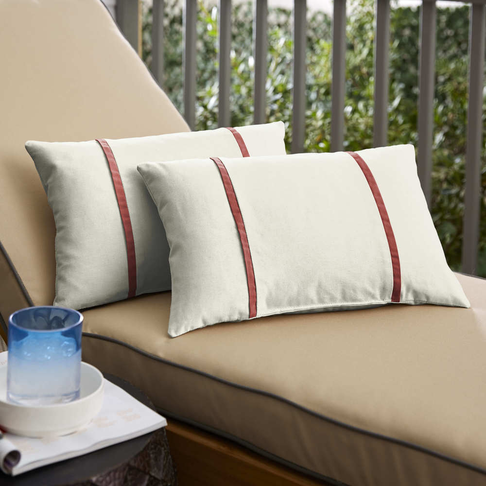 Humble Haute Sunbrella Canvas Natural And Canvas Henna Double Small Flange Indoor Outdoor Pillows Set Of 2