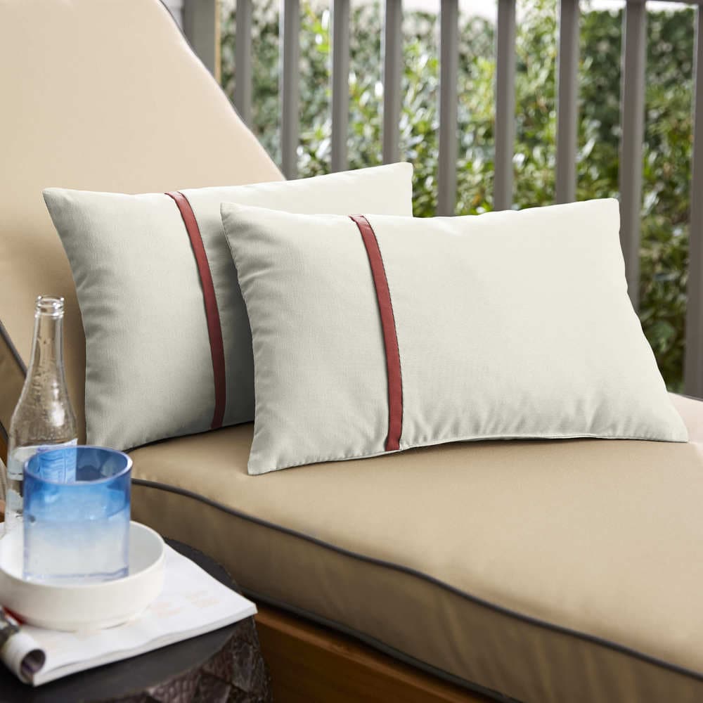 Sunbrella Canvas Natural And Canvas Henna Single Small Flange Indoor Outdoor Pillows Set Of 2