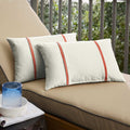 Humble Haute Sunbrella Canvas Natural And Canvas Melon Double Small Flange Indoor Outdoor Pillows Set Of 2
