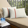 Humble Haute Sunbrella Canvas Natural And Canvas Melon Single Small Flange Indoor Outdoor Pillows Set Of 2