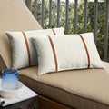 Sunbrella Canvas Natural Rust Flange Indoor Outdoor Pillows Set Of 2