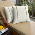 Humble Haute Sunbrella Canvas Natural And Canvas Taupe Double Small Flange Indoor Outdoor Pillows Set Of 2