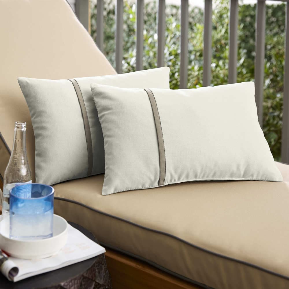 Humble Haute Sunbrella Canvas Natural And Canvas Taupe Single Small Flange Indoor Outdoor Pillows Set Of 2