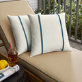 Humble Haute Sunbrella Canvas Natural And Spectrum Peacock Double Small Flange Indoor Outdoor Pillows Set Of 2