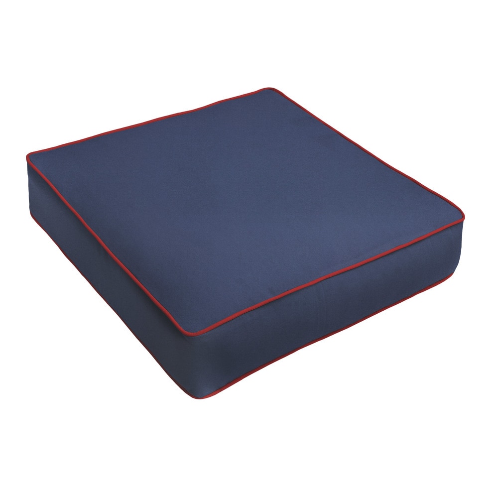 Humble Haute Sunbrella Canvas Navy Canvas Jockey Red Corded Indoor Outdoor Chair Cushion