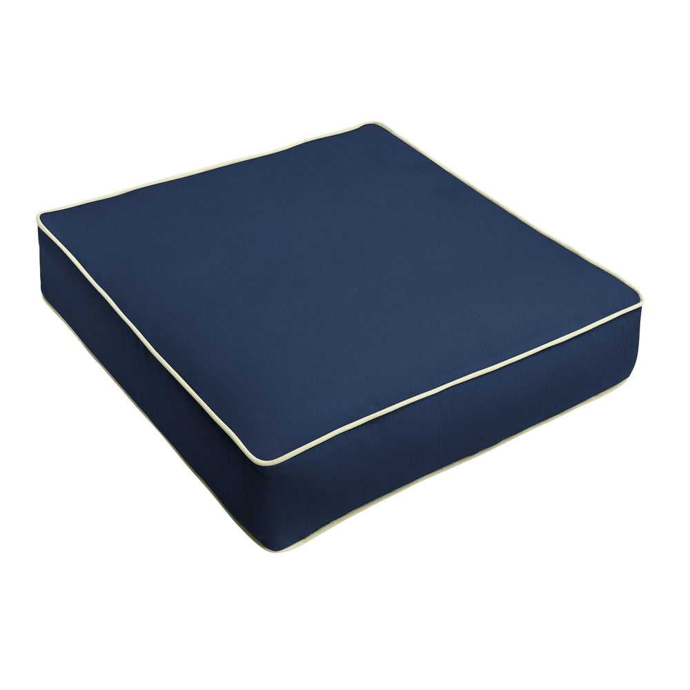 Sunbrella Canvas Navy Canvas Natural Corded Indoor Outdoor Chair Cushion
