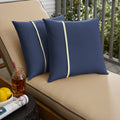 Humble Haute Sunbrella Canvas Navy And Canvas Natural Small Flange Indoor Outdoor Square Pillow Set Of 2