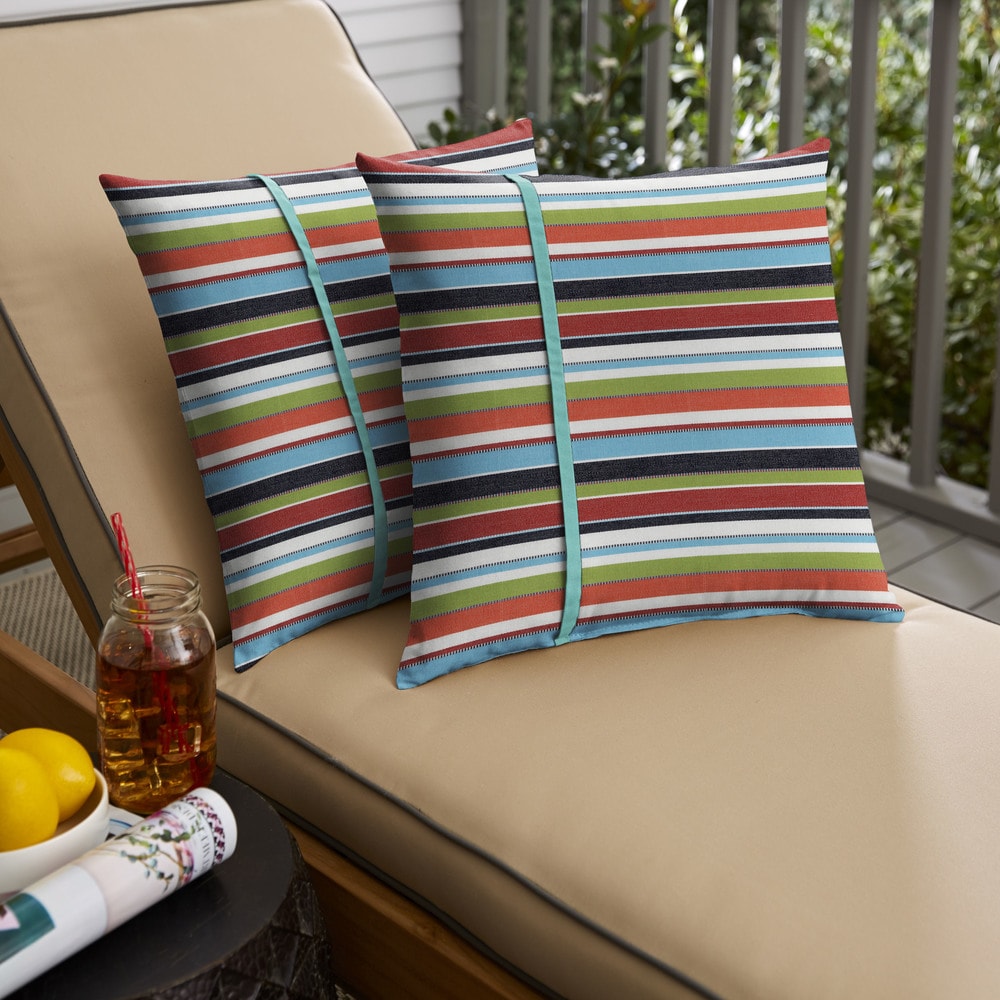Humble Haute Sunbrella Carousel Confetti And Canvas Aruba Small Flange Indoor Outdoor Square Pillow Set Of 2