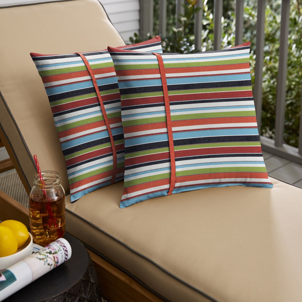 Humble Haute Sunbrella Carousel Confetti And Canvas Melon Small Flange Indoor Outdoor Square Pillow Set Of 2