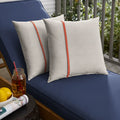 Humble Haute Sunbrella Cast Silver And Canvas Melon Small Flange Indoor Outdoor Square Pillow Set Of 2