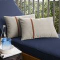 Humble Haute Sunbrella Cast Silver And Canvas Rust Small Flange Indoor Outdoor Lumbar Pillow Set Of 2