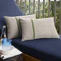 Humble Haute Sunbrella Cast Silver And Spectrum Cilantro Small Flange Indoor Outdoor Lumbar Pillow Set Of 2