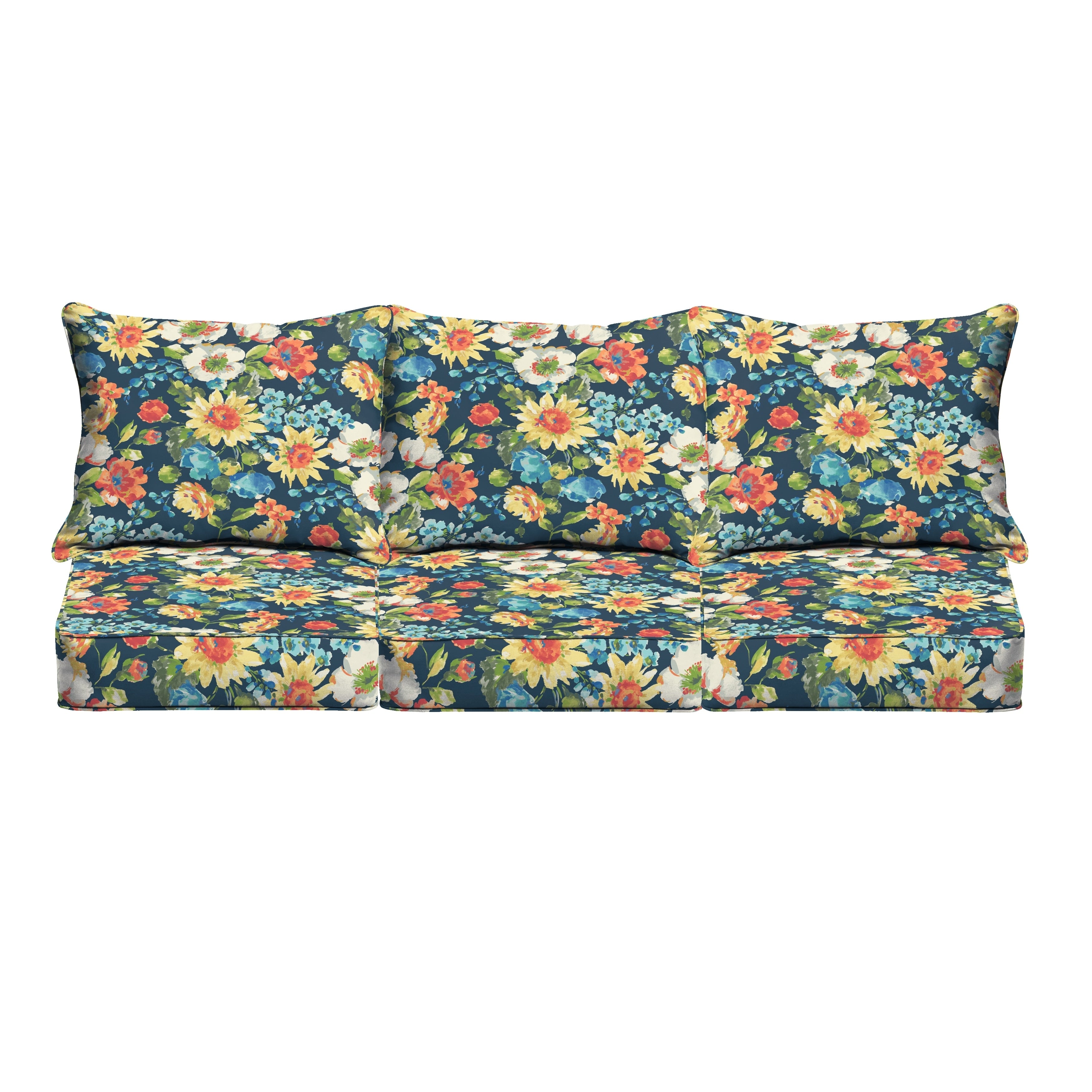 Humble Haute Indoor Outdoor Blue Multi Floral Deep Seating 6 Pc Cushion Set 69 In W X 25 In D