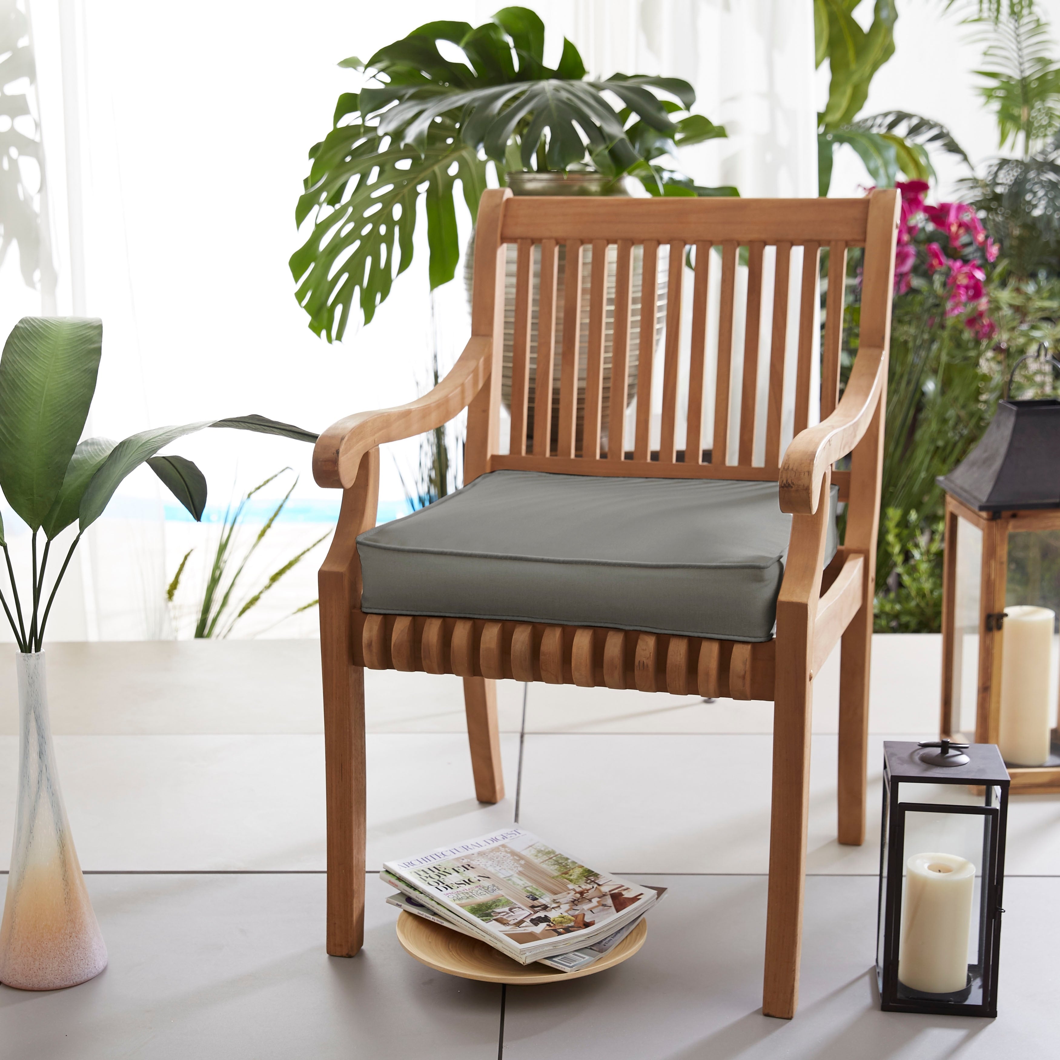 Sunbrella Canvas Charcoal Indoor Outdoor Deep Seating Chair Cushion