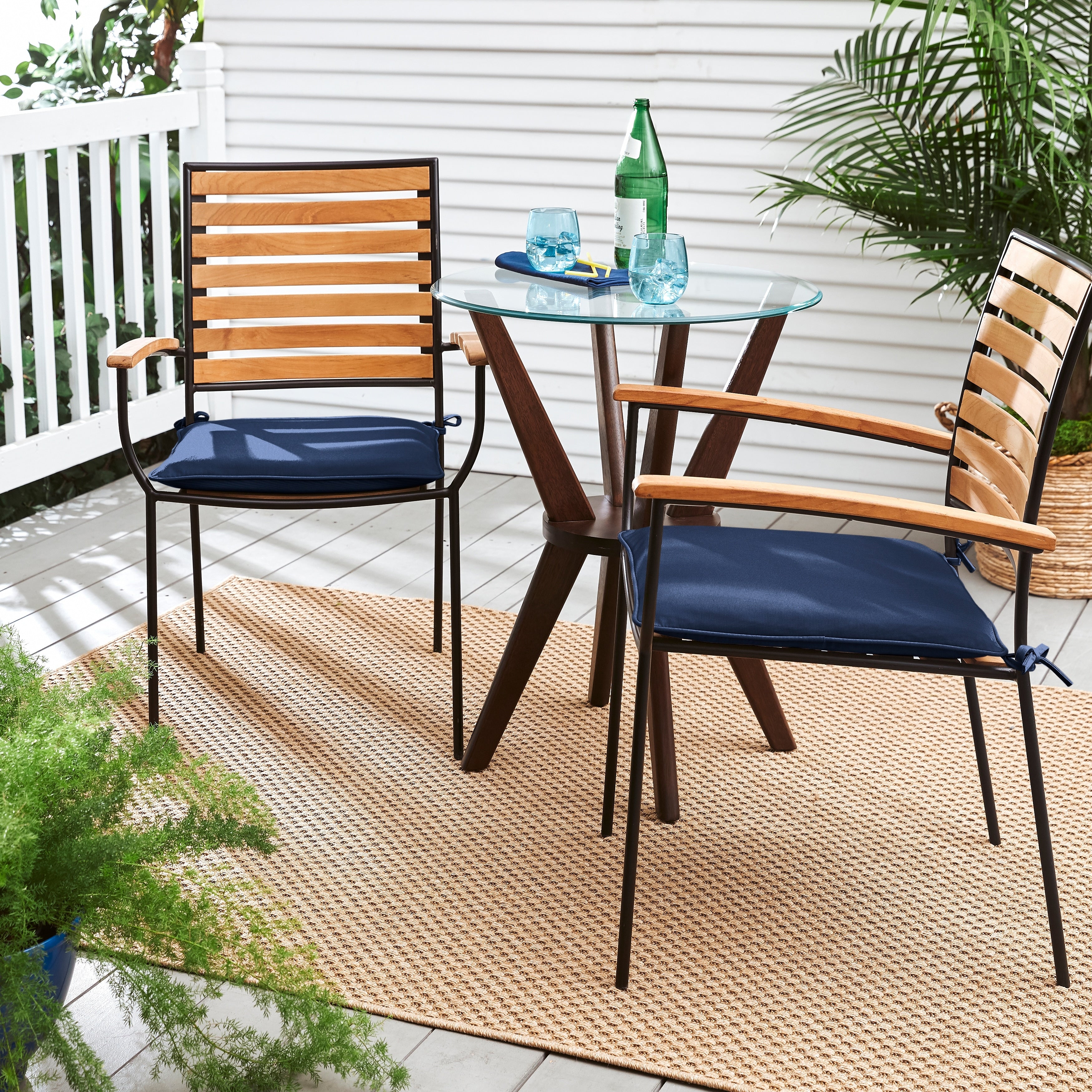 Humble Haute Sunbrella Canvas Navy Indoor Outdoor Cushion Set Of 2