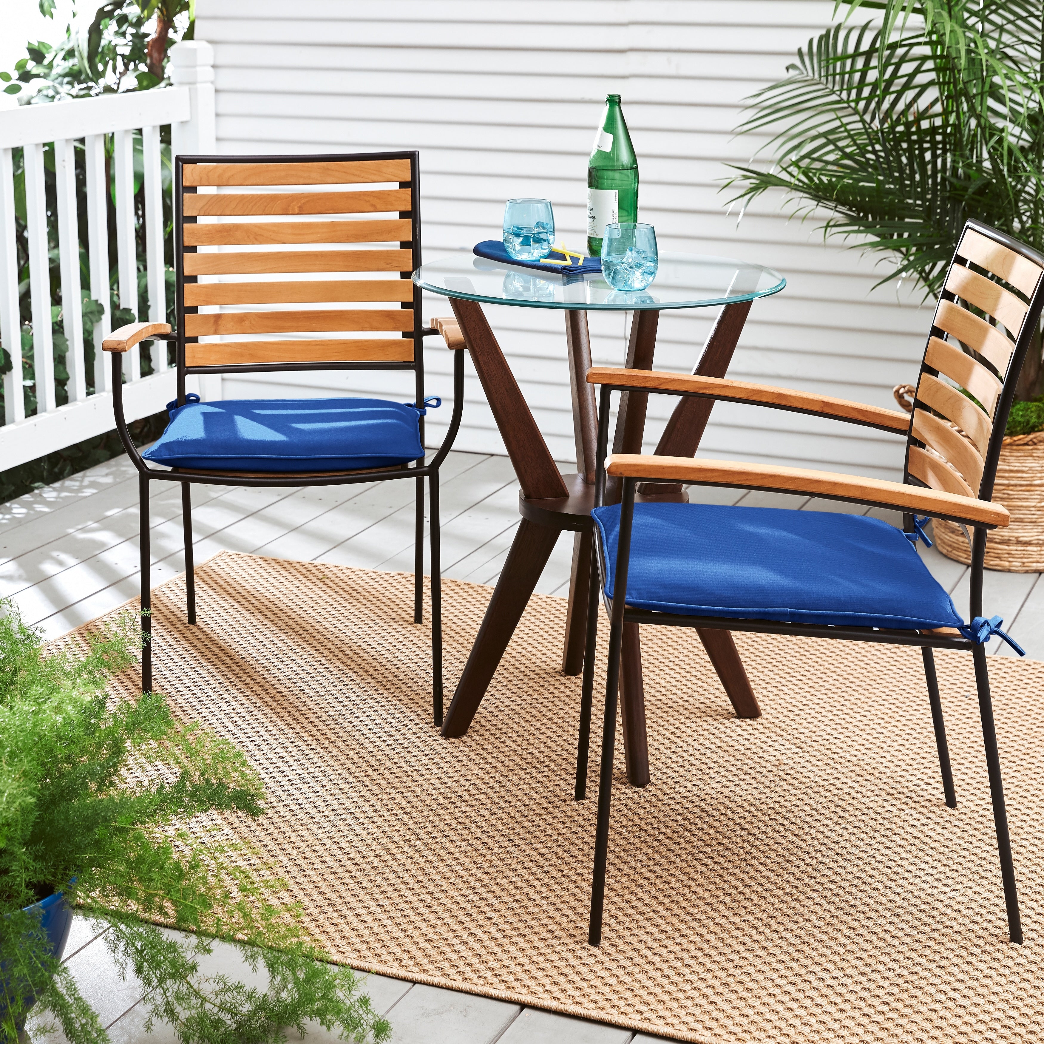 Humble Haute Sunbrella Canvas True Blue Indoor Outdoor Cushion Set Of 2