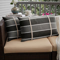 Humble Haute Sunbrella Peyton Granite And Cast Silver Double Small Flange Indoor Outdoor Lumbar Pillow Set Of 2