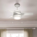 Hunter Fan Aker Fresh White 36 Inch Ceiling Fan With 3 Fresh White Natural Wood Reversible Blades