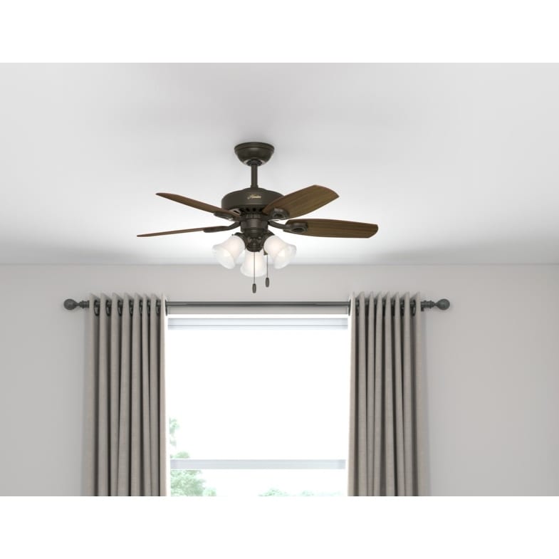 Hunter Fan Small Room Bronze Brazilian Cherry And Harvest Mahogany Blade 42 Inch Ceiling Fan