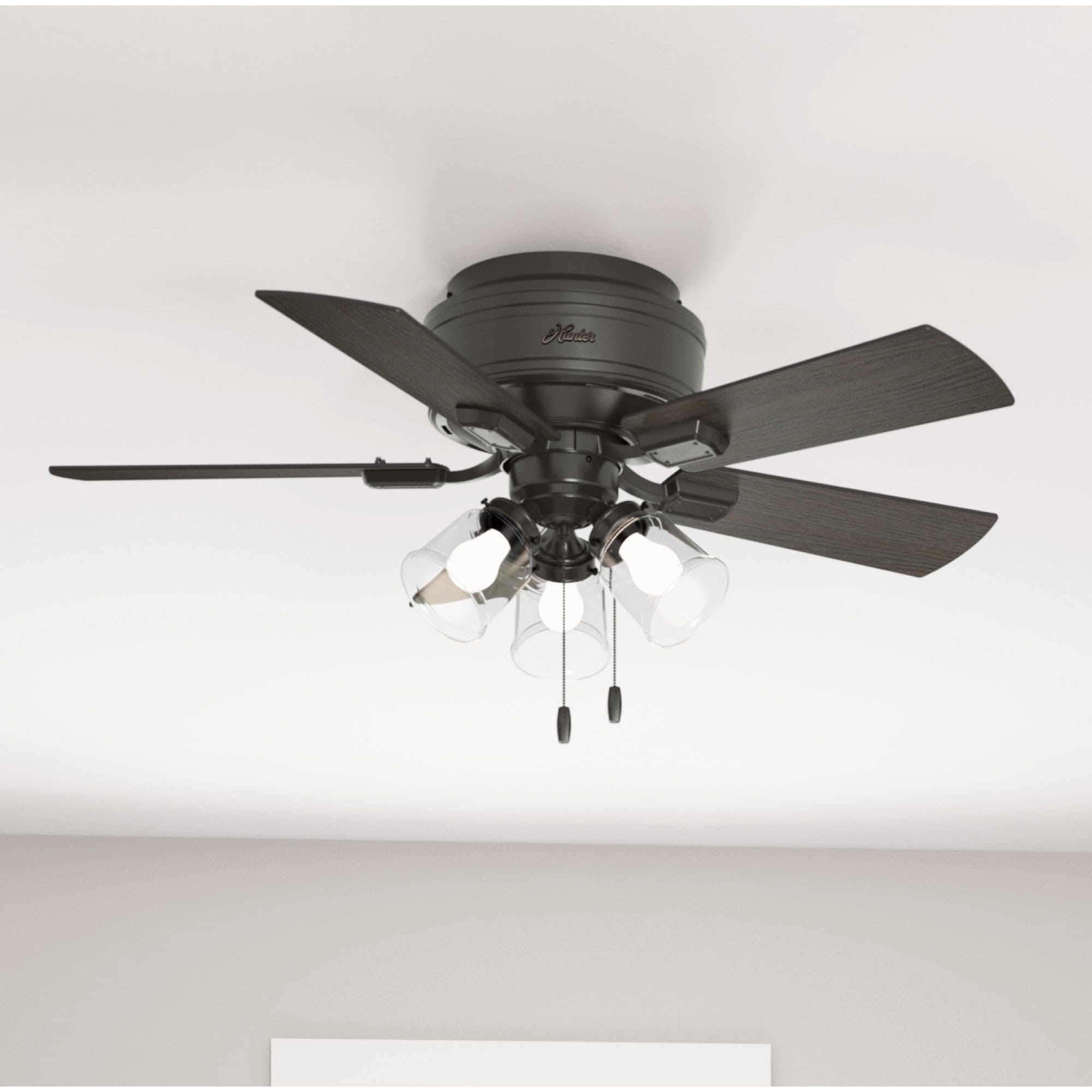 Hunter Fan 42 Crestfield Noble Bronze W 5 Gry Pine Gry Wlnt Rev Blds