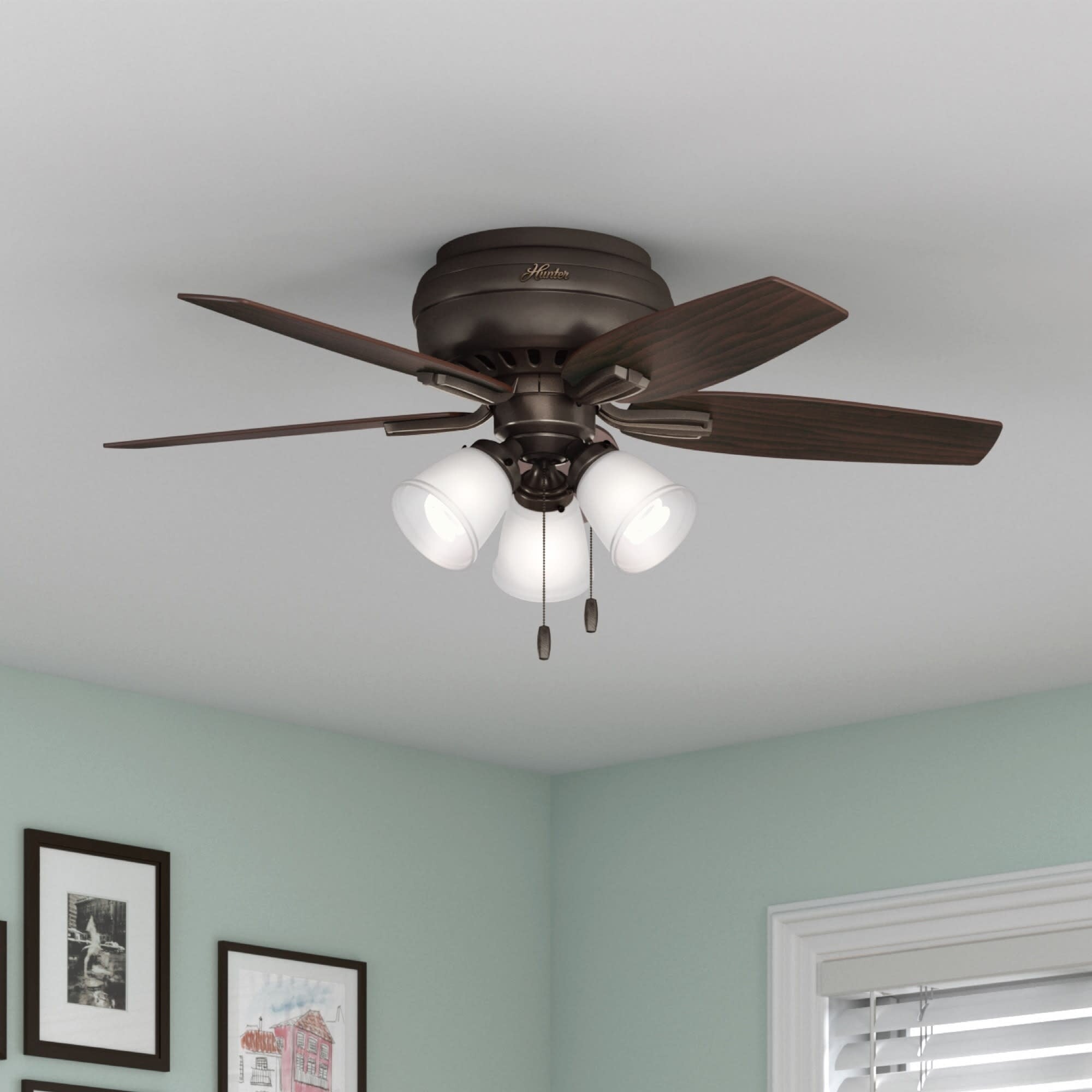 Hunter Fan 42 Newsome Brushed Nickel W 5 Md Wlnt Dk Wlnt Rev Blds