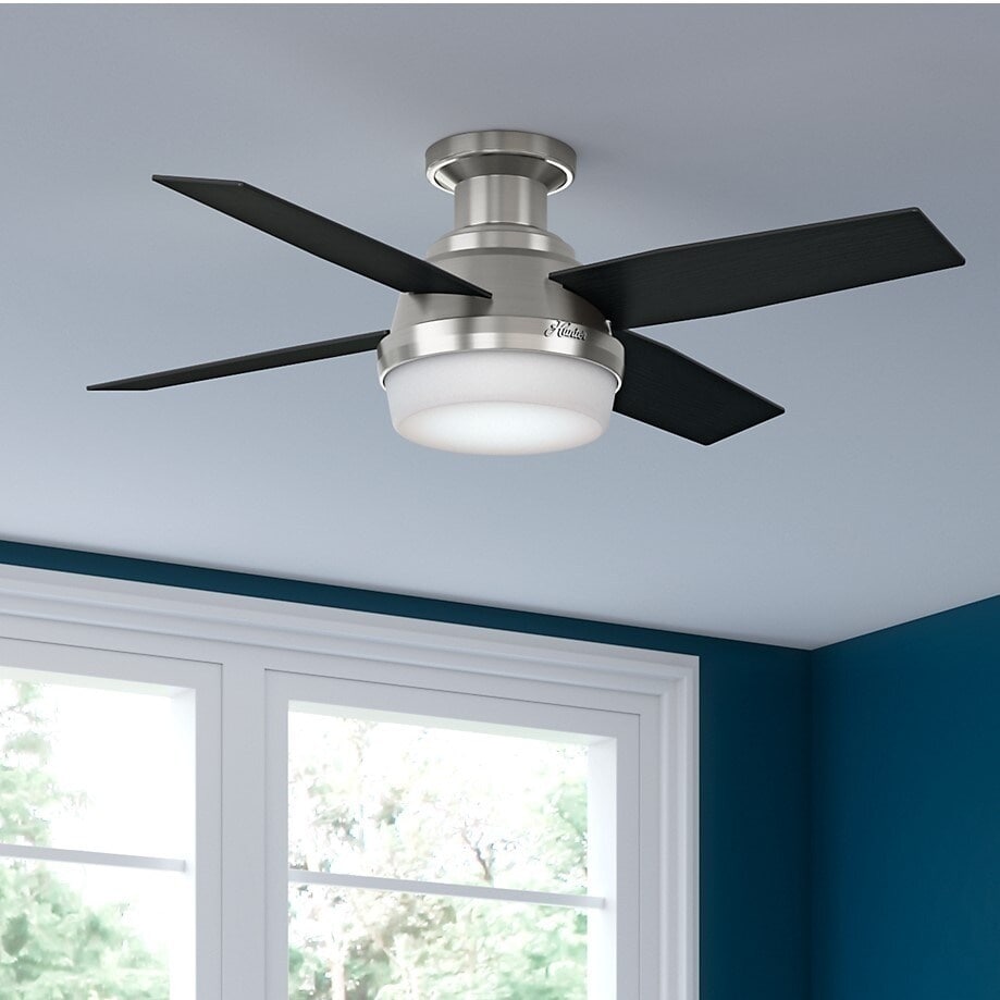Hunter Fan Dempsey Collection 44 Inch Low Profile Reversible Blades Ceiling Fan Silver