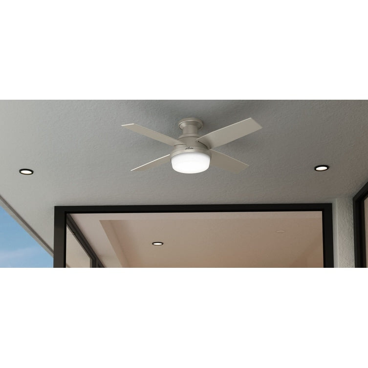 Hunter 44 Dempsey Low Profile Ceiling Fan With Led Light Kit And Handheld Remote Damp Rated