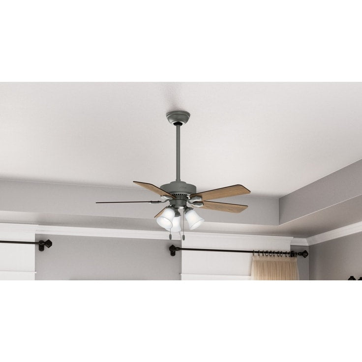 Hunter 44 Swanson Matte Silver Ceiling Fan With Led Light Kit And Pull Chain