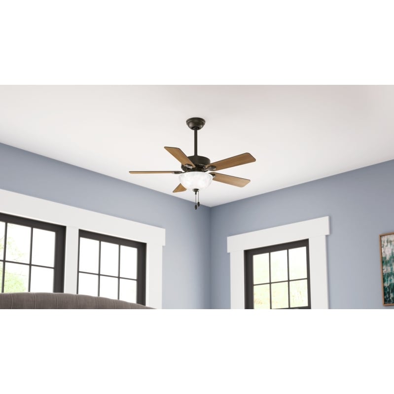 Hunter 44 Swanson Matte Silver Ceiling Fan With Led Bowl Light Kit And Pull Chain