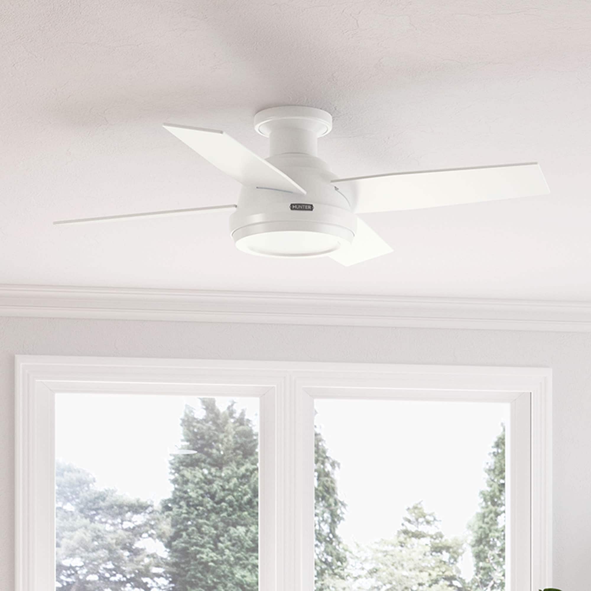 Hunter 44 Dempsey Low Profile Ceiling Fan And Handheld Remote Modern Casual