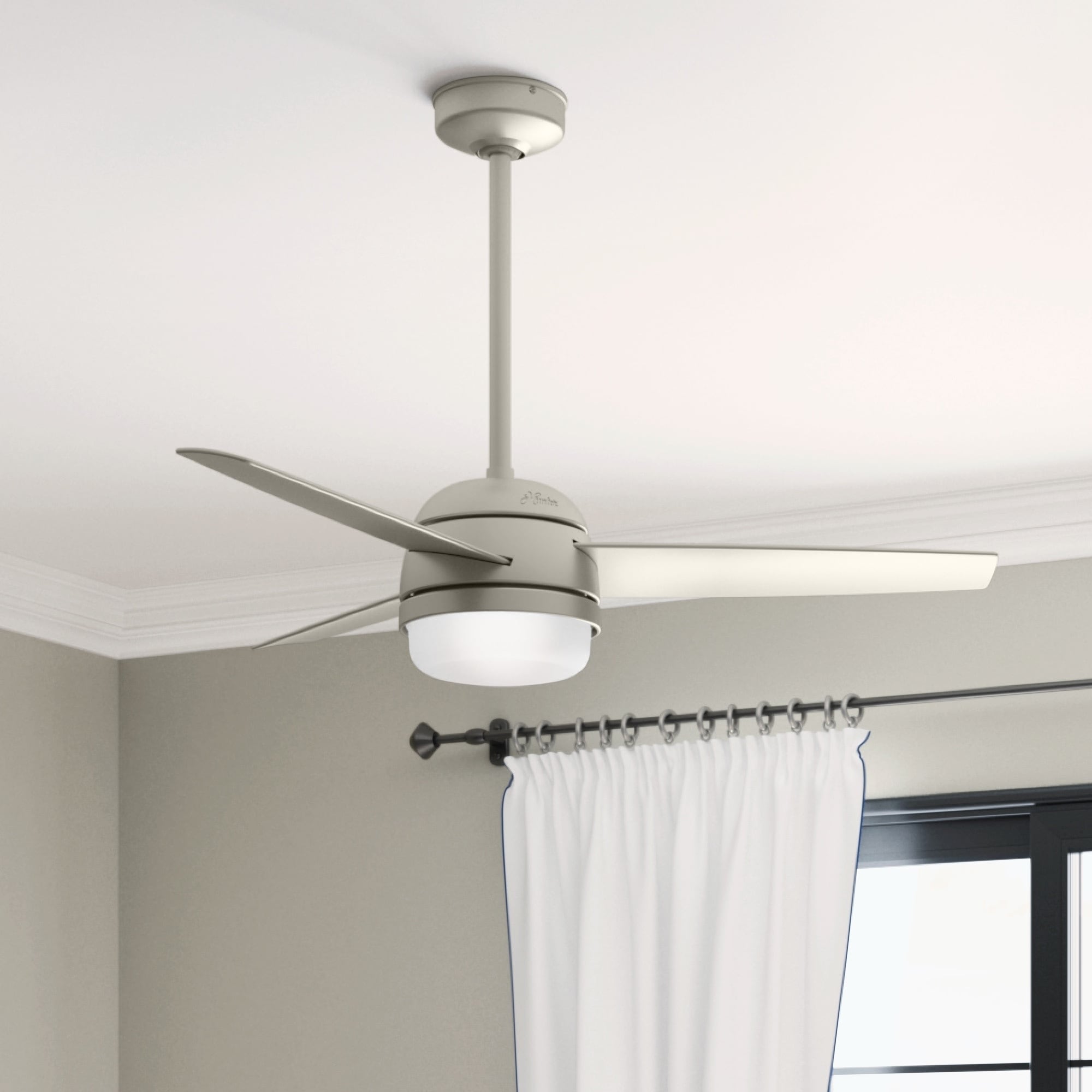 Hunter 48 Midtown Matte Nickel Ceiling Fan With Led Light Kit And Remote
