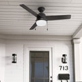 Hunter 52 Aker Outdoor Ceiling Fan With Led Light And Pull Chain