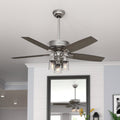 Hunter Fan 52 Bennett Brushed Nickel W 5 Gry Wlnt Gry Oak Rev Blds